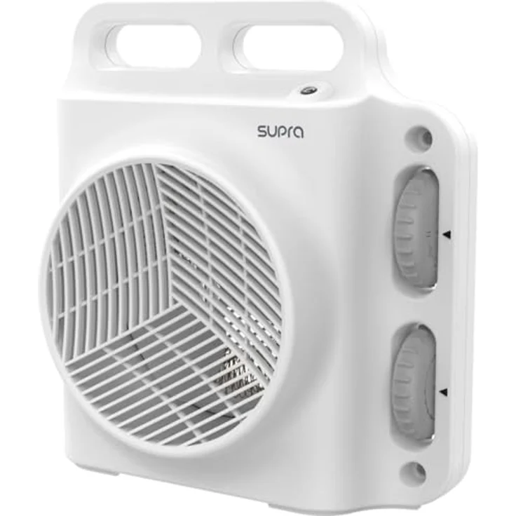 Supra SOUFFLEO 2 - Heizgerät, 2000W, 2 Intensitäten, mechanischer Thermostat, Überhitzungsschutz, Kippschutz, bis zu 20m², schlankes Design, Tragegriff, silber – Bild 1
