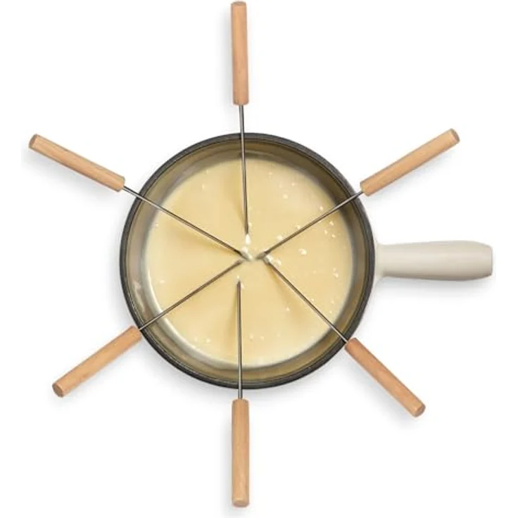 H.Koenig Fondue Mont Blanc La Fonderie 1890, Fondue Set in Holz-Optik, 1,8 Liter, emaillierter Gusseisentopf, für bis zu 6 Personen, spülmaschinenfest – Bild 5