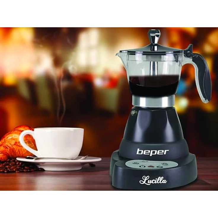 Beper Lucilla Kaffeemaschine aus Aluminium für 3 Tassen, programmierbar, Timer programmierbar bis 24 Stunden zuvor, heißer Kaffee für 30 Minuten - Schwarz – Bild 8