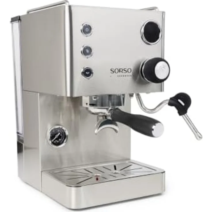 SORSO Espresso Siebträgermaschine, Edelstahl, halbautomatisch mit 550-ml-Kessel, PID-Temperaturregelung und digitalem LCD-Display – Bild 2