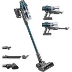 H.Koenig UPX32, Kabelloser 2-in-1 Staubsauger mit 50 Minuten Laufzeit, 3 Saugstufen, 400 W Leistung und LED-Bürste, Blau