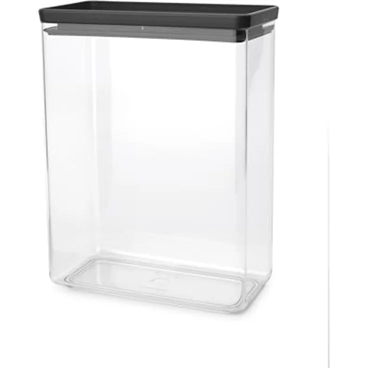 Brabantia Tasty XXL Vorratsbehälter, Rechteckig, 5,4 L, Dunkelgrau/Transparent, Stapelbar und Spülmaschinenfest – Bild 1
