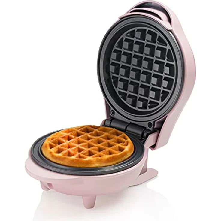 Bestron AMW500P Mini-Waffelautomat, Waffeleisen, 550W, Backampel, antihaftbeschichtet, rosa – Bild 2