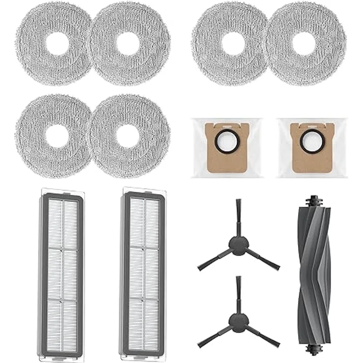 Dreame Zubehörset kompatibel mit L20 Ultra, 3 Paar Wischpads, 2 Staubboxfilter, 1 Hauptbürste, 2 Seitenbürsten und 2 Staubbeutel, Staubsauger-Zubehör