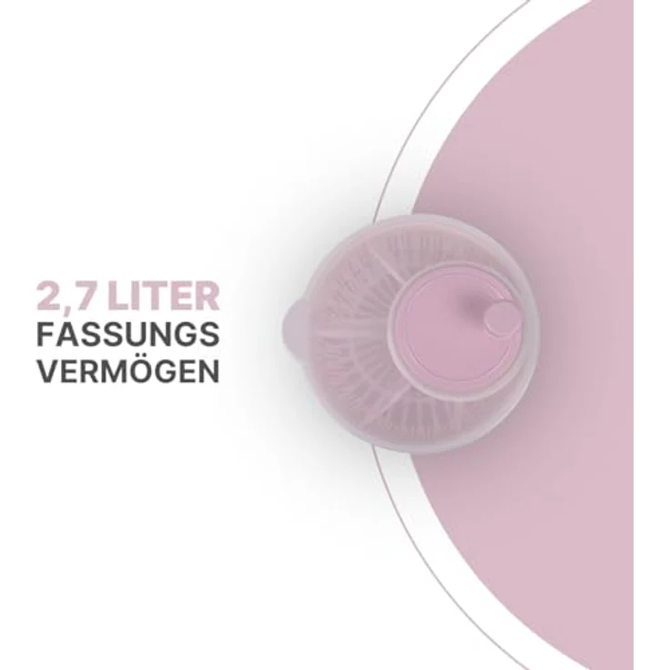 Pro Home Salatschleuder (2,7 Liter, Ø20cm) BPA-frei, 3in1 - Schleuder, Sieb und Salatschüssel, 3D Kurbel - Schleudern ohne Kraftaufwand, Salattrockner – Bild 2