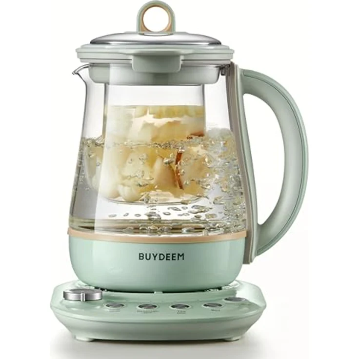 Buydeem Teapot Multi Function Beverage Maker K1594T, 1,5 Liter Teekocher aus Edelstahl in Cozy Greenish – Bild 5
