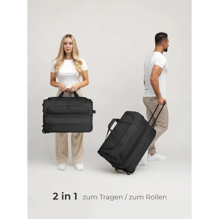 Redolz Duffle Essentials 2-Rollen Reisetasche 55 cm M mit Dehnfalte black – Bild 10