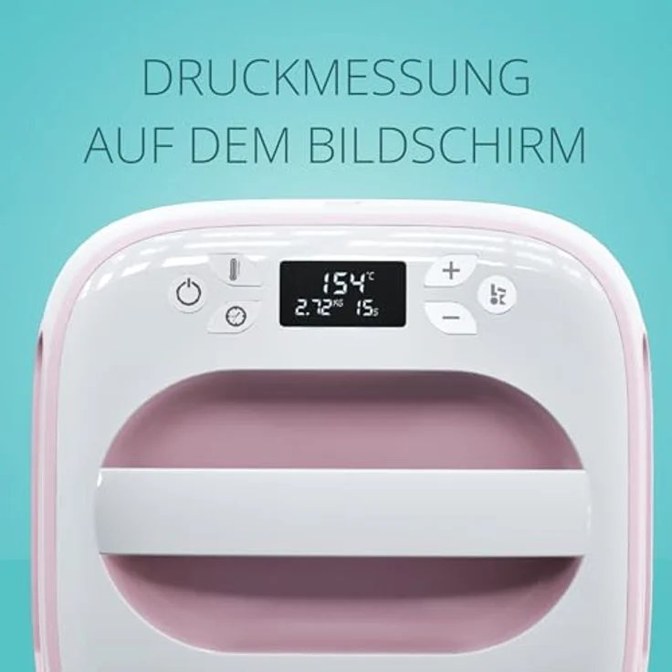 LOKLIK Easy Heat Press Transferpresse weiß pink, 25,5 x 25,5 cm, Thermopresse mit präziser Drucksensor-Technologie – Bild 3