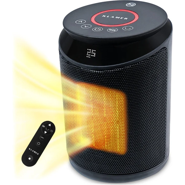 KLAMER Heizlüfter 2000 W, PTC Keramik Heizlüfter energiesparend, 3 Heizstufen inkl. Eco, 9 Std Timer, Kippschutz, Thermosicherung, Überhitzungsschutz – Bild 1