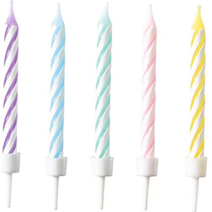 Amscan 9904360 - 10 Spiralkerzen Pastel Rainbow Höhe 6,3 cm, Dekoration - Preisvergleich