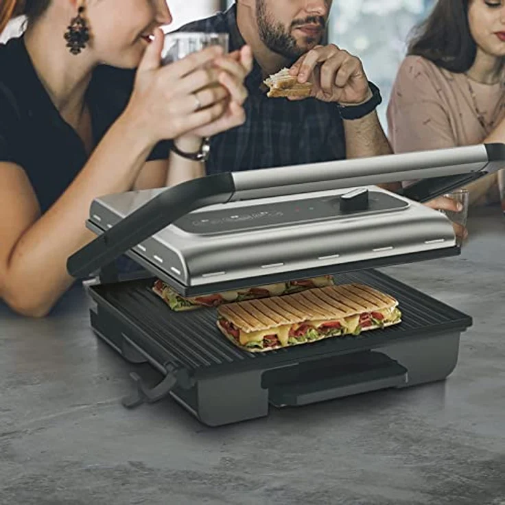 Tefal Kontaktgrill Inicio Adjust GC242D [Elektrogrill - Sandwichtoaster für Panini, Toasts, Steak und mehr, regelbarer Thermostat mit 3 Stufen, antihaftbeschichtete Grillplatten, 2000W, platzsparend] – Bild 5