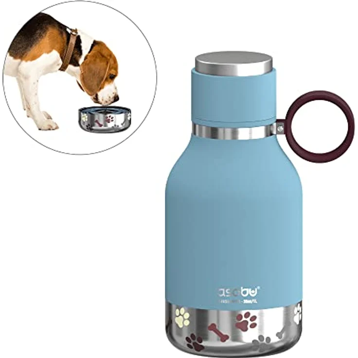 ASOBU Dog Bowl Bottle, rutschfeste Trinkflasche mit abnehmbarer Schale, blau, 0.975 L – Bild 9