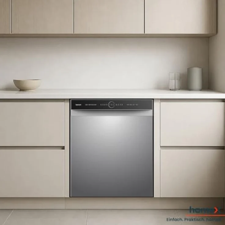 homeX GSBU6012AE Geschirrspüler 60 cm Unterbau, 12 Maßgedecke, 6 Programme, AquaStop, schwarz – Bild 10