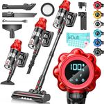 KESSER® Akku Staubsauger STS34, kabellos mit 70 Min. Laufzeit, HEPA-Filter, LED-Display und Anti-Tangle-Bodenbürste für Hartböden und Teppiche