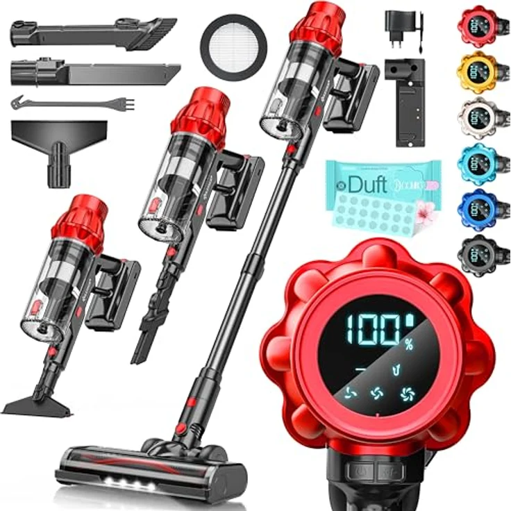 KESSER® Akku Staubsauger STS34, kabellos mit 70 Min. Laufzeit, HEPA-Filter, LED-Display und Anti-Tangle-Bodenbürste für Hartböden und Teppiche – Bild 1