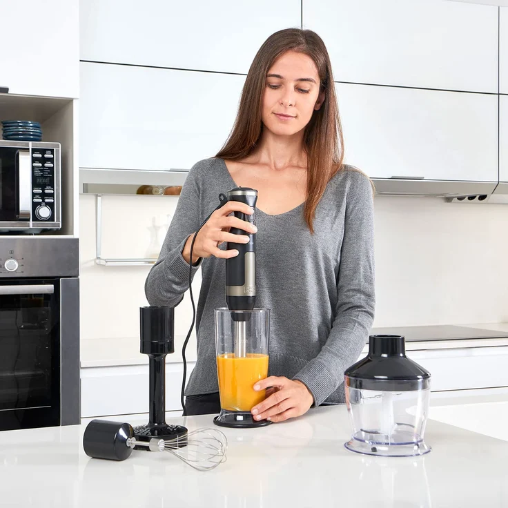 Black & Decker BXHBA1500E Stabmixer, 1500W, 20 Geschwindigkeitsstufen, Edelstahl, grau – Bild 2
