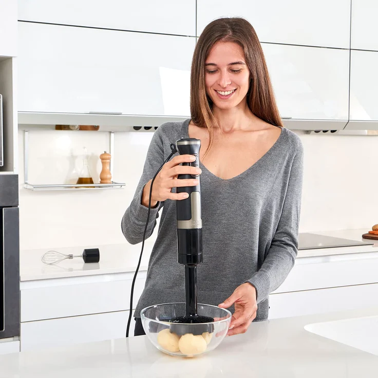 Black & Decker BXHBA1500E Stabmixer, 1500W, 20 Geschwindigkeitsstufen, Edelstahl, grau – Bild 4