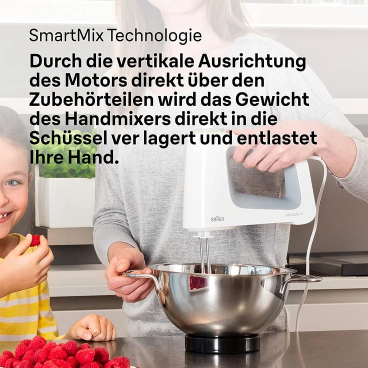 Braun HM 5137 WH, Handmixer, 750W, 9 Geschwindigkeiten, Turbo-Funktion, inkl. Zerkleinerer (0,5 L), Messbecher (0,6 L), Powerbell-Mixfuß, weiß – Bild 5