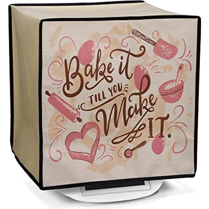 kwmobile Hülle kompatibel mit Thermomix TM5 / TM6 - Küchenmaschine Abdeckhaube - Dunkelbraun Beige Pink - Schutz vor Staub, Fingerabdrücken und UV-Strahlen