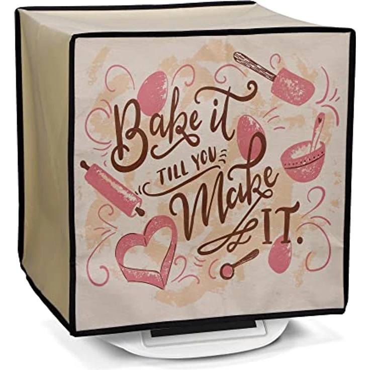 kwmobile Hülle kompatibel mit Thermomix TM5 / TM6 - Küchenmaschine Abdeckhaube - Dunkelbraun Beige Pink - Schutz vor Staub, Fingerabdrücken und UV-Strahlen – Bild 1