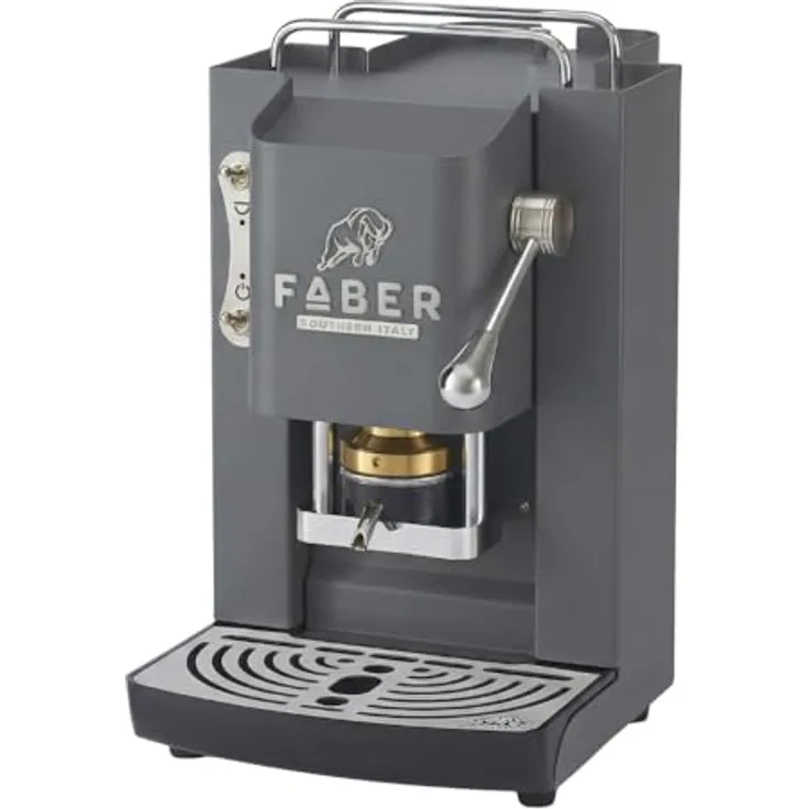 Faber Coffee Machines Pro Deluxe 3.0 Chrom Kaffeepadmaschine, kompatibel mit 44 mm ESE-Pads, Wassertank aus Glas, magnetisch abnehmbare Brühgruppe und Auslauf