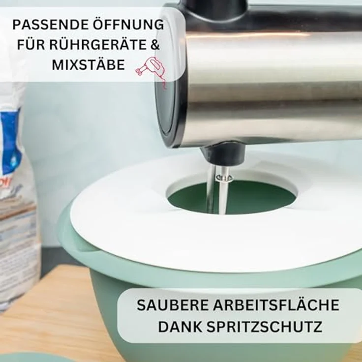 Westmark Rühr-/Backschüssel mit zweigeteiltem Deckel, 2,5 l, Mit Ausgießer, Kunststoff, Mint-Grün/Weiß – Bild 2