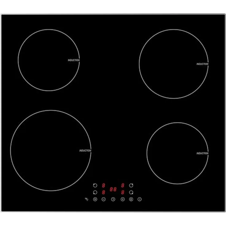 PKM Induktionskochfeld IN4BGN, 4 Kochzonen mit Boosterfunktion, Timer und Touch Control, 7360 W Gesamtleistung, 9 Heizstufen