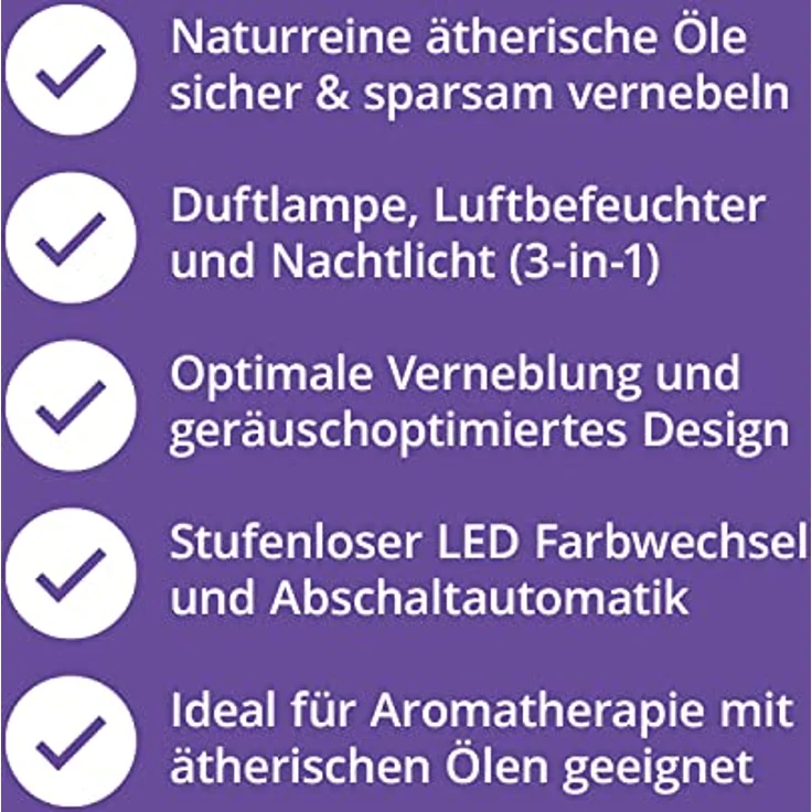Casida Moderner Keramik Aroma Diffuser, 3-in-1: Ultraschall Diffusor, Luftbefeuchter & Nachtlicht mit LED Licht, 100 ml Wassertank (Weiß) – Bild 5