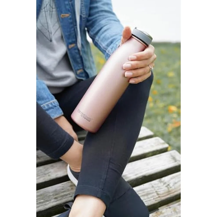 THERMOS Isolier-Trinkflasche TC Bottle, 0,5 L, rosé gold matte Optik, doppelwandiger Edelstahl, frei von BPA,, unzerbrechlich, 100 % dicht - auch bei Kohlensäure, leichtes Öffnen ohne Abrutschen, gummierter Drehverschluss schlankes Design, spülmaschinenge – Bild 3