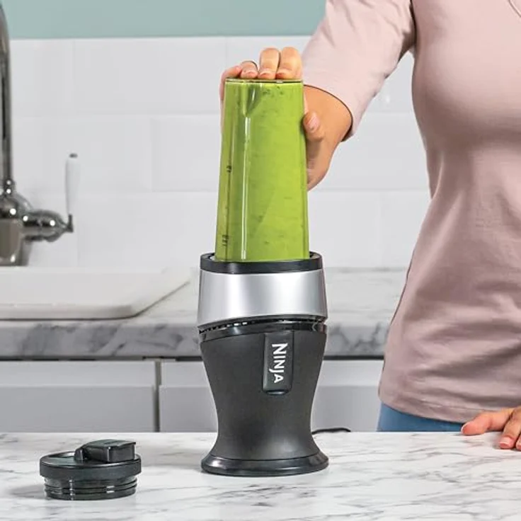 Ninja QB3001EUS Standmixer Smoothie Maker, 700W, inkl. 2 Becher je 0,47L, schwarz, silber – Bild 5