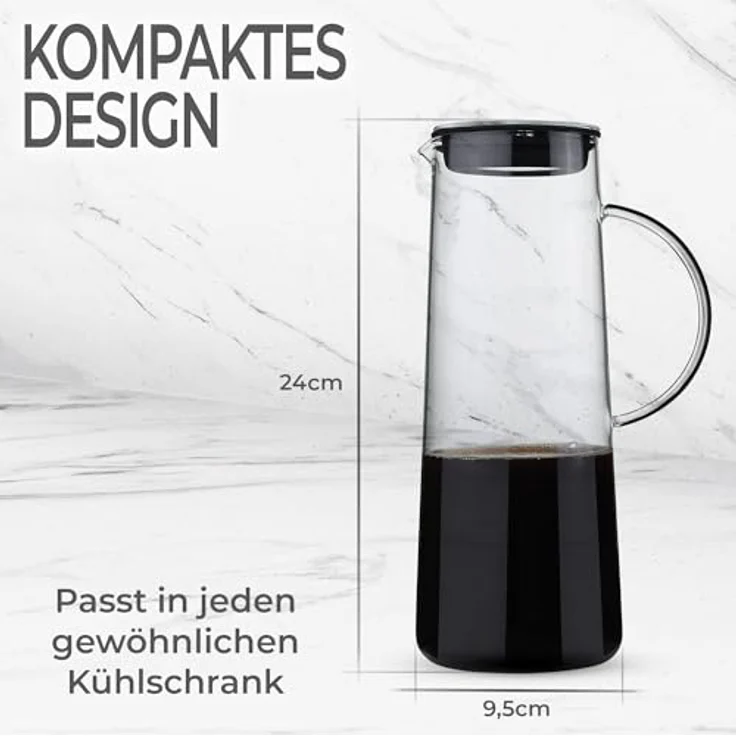 ZASSENHAUS Kaffeebereiter Aroma Brew 1L, mit mikrofeinem Edelstahlfilter, hitzebeständigem Borosilikatglas, Silikon Griff, 8 Tassen – Bild 4