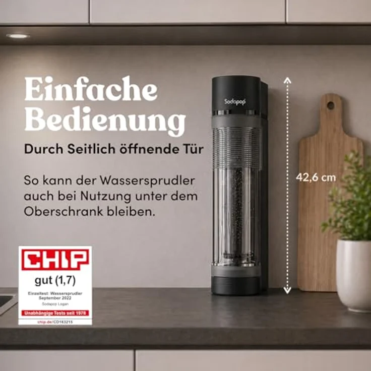 SODAPOP Wassersprudler Logan, Sprudler-Set mit Glasflasche, PET-Flasche, Edelstahlflasche & CO2-Zylinder – Bild 3