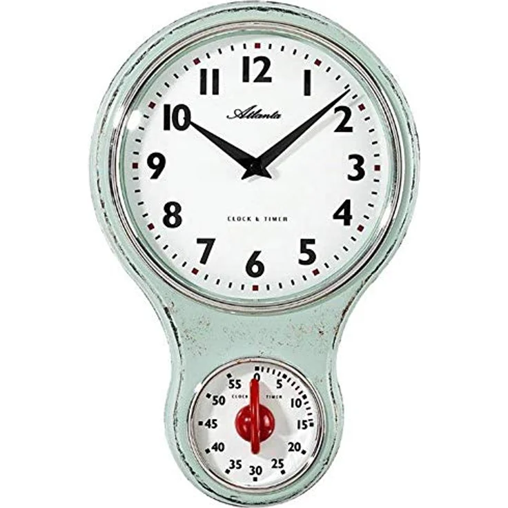 Atlanta 6124/6 Küchen-Wanduhr Nostalgie Hellgrün, Analoguhr mit Quarzwerk und Plastikgehäuse – Bild 1