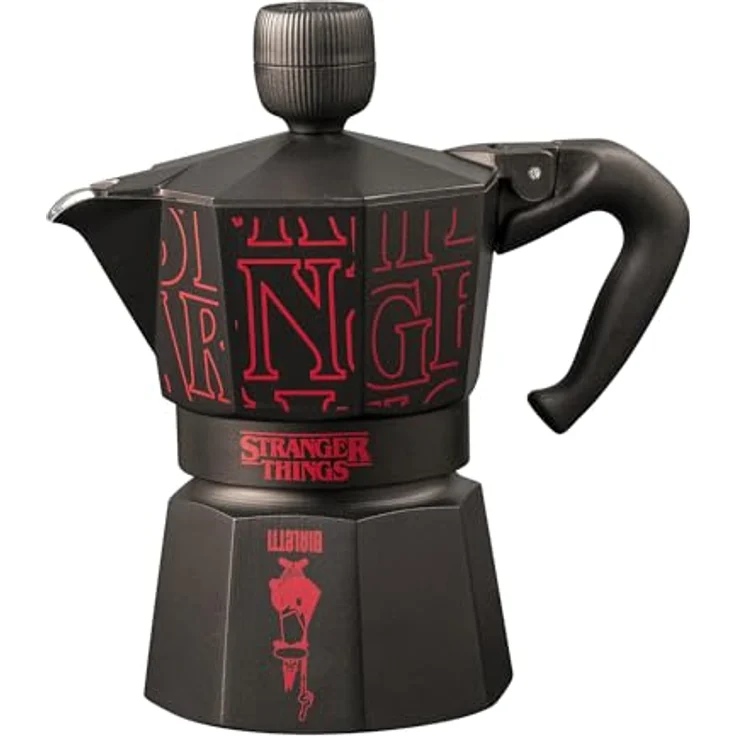 Bialetti Espressokanne Stranger Things, 3 Tassen, Edelstahl, Schwarz / Rot mit Easy-Clean Sicherheitsventil – Bild 3
