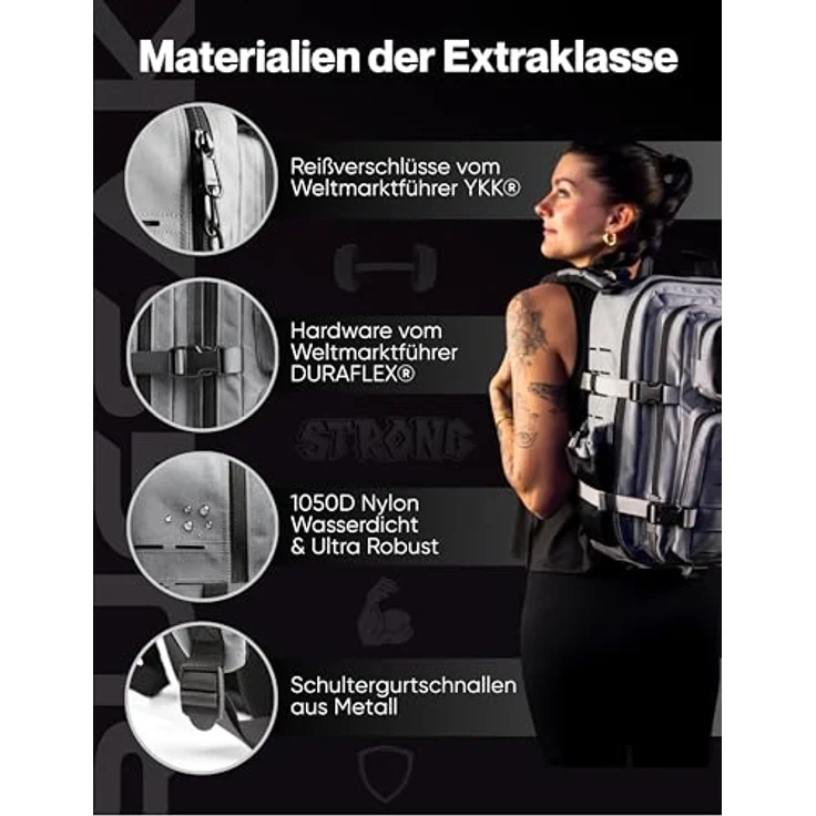 RUGSAK Alpha Go 25L Rucksack Ash Gray – Wasserabweisend, 18-Zoll Laptopfach, Ergonomisch, Alltag, Reise & Outdoor – Bild 4