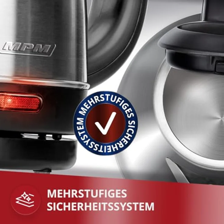 MPM MCZ-84M Elektrischer Wasserkocher, 1600 W, 1 Liter, 0 Dezibel, Edelstahl, silber – Bild 5
