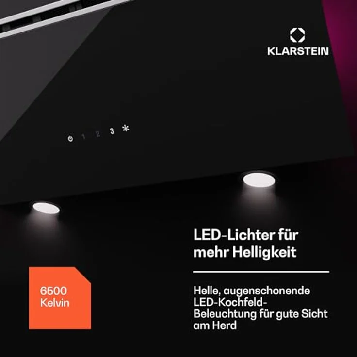 Klarstein Dunstabzugshaube, Abluft-Dunstabzugshaube mit Spülmaschinenfestem Filter aus Aluminium, Leiser Abzugshaube für Abluft, 600m³/h Luftstrom, Wandhauben mit LEDs, Dunstabzug zur Wandmontage – Bild 4