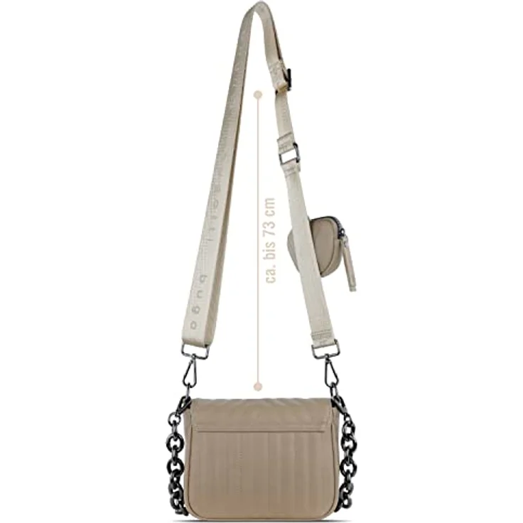 Bugatti Sira Crossover Bag, stylishe Umhängetasche aus Kunstleder mit trendiger Steppung, nude, 20 x 6 x 15 cm – Bild 3