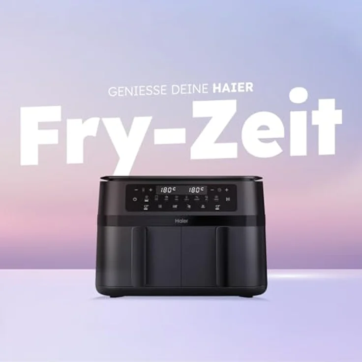 Haier Flex Heißluftfritteuse 2 Kammern, 11 L Airfryer mit herausnehmbarer Trennwand, Sichtfenster, 8 Funktionen, Antihaftbeschichtung, spülmaschinenfest – Bild 2