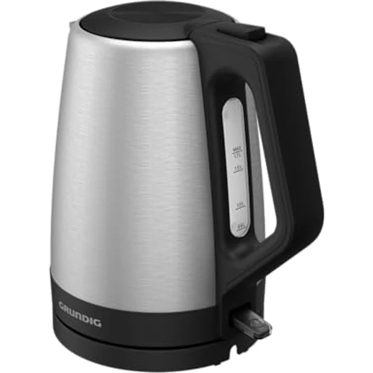 Grundig WK 4420 L Wasserkocher, 2.200 W Leistung, 1,7 l, Edelstahl/Schwarz, automatische Abschaltung, 360°-Basis für Rechts- und Linkshänder – Bild 4