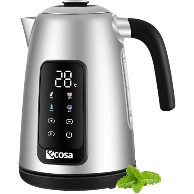 Ecosa Edelstahl Wasserkocher 1,7L mit Touch Display, 2200W, 13 Temperaturstufen 40–100 °C, Warmhaltefunktion und 360° Basis – Bild 1