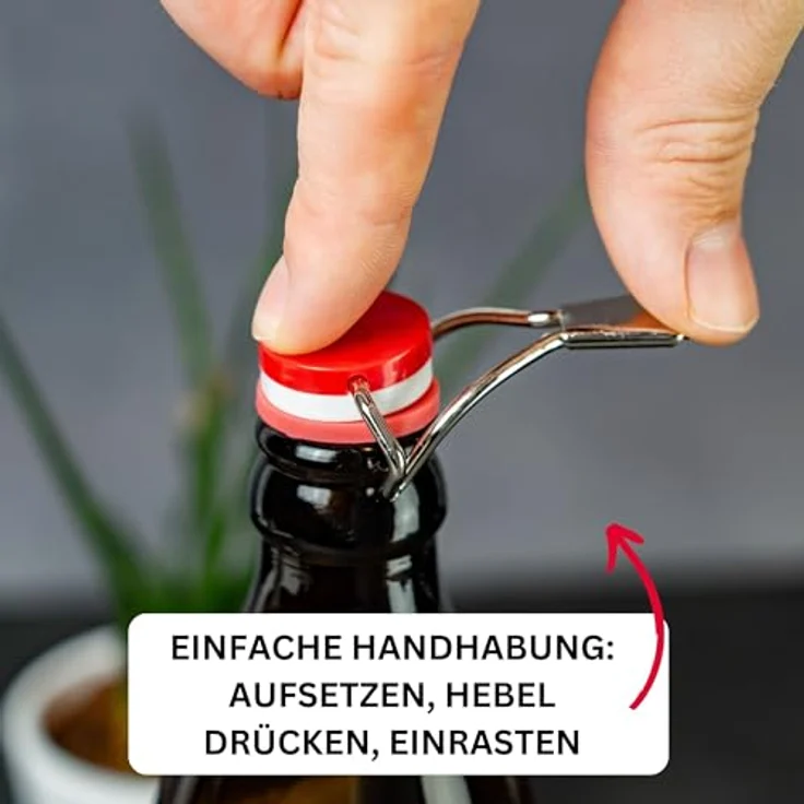 Westmark 3 Flaschen-Hebelverschlüsse, Mit Silikondichtung, Stahl, Rot-Weiß-Schwarz, 44402280 – Bild 5