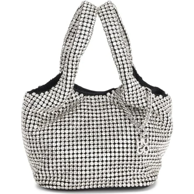 Hugo Liora Mini Bag, Handtasche aus 100% Polyester, 15 cm x 12 cm x 13 cm, silberfarben – Bild 1
