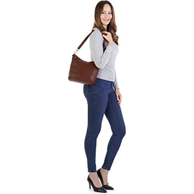 Cluty Umhängetasche, echt Leder, Made in Italy, 100% Rindleder, höhenverstellbarer Schultergurt 55-105 cm, schwarz – Bild 2