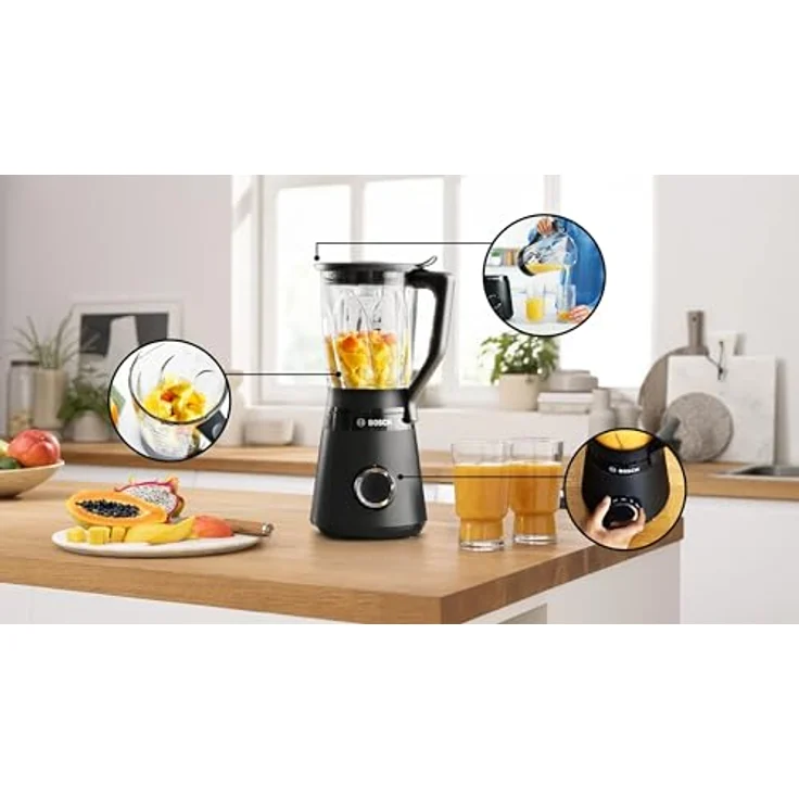 BOSCH Küchenmaschine Bosch MMB6172B Mixer für Smoothies und Shakes, Leistungsstarker Bosch Mixer – Bild 9