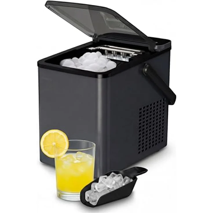 Medion® Elektrischer Eiswürfelbereiter MD 100117, 150 Watt mit 2 Eiswürfelgrößen, selbstreinigend, schwarz – Bild 1