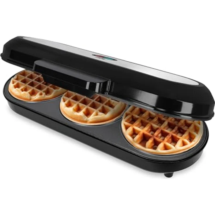 ADE XXL Waffeleisen belgische Waffel | für 3 runde Waffeln gleichzeitig | 1.200 Watt Power | Antihaftbeschichtung | perfekt für Kindergeburtstag & Familienfeiern – Bild 1