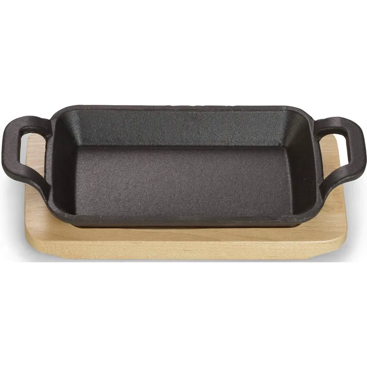 ECHTWERK Auflaufform, Gusseisen, Mini-Auflaufform mit Servierbrett, für Backöfen, Grill, BBQ