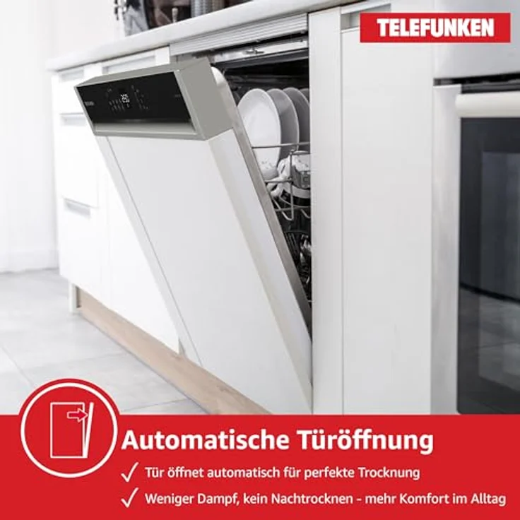Telefunken GET6012DI, teilintegrierbarer Geschirrspüler 60 cm mit 12 Maßgedecken, 6 Programmen, AquaStop und leiser Betriebslautstärke von 45 dB – Bild 6