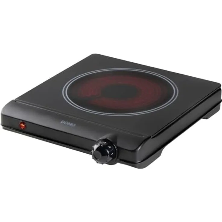 DOMO DO30111KP Kochplatte mit Kontrollleuchte, regulierbarem Thermostat und hitzebeständigem Metall-Gehäuse